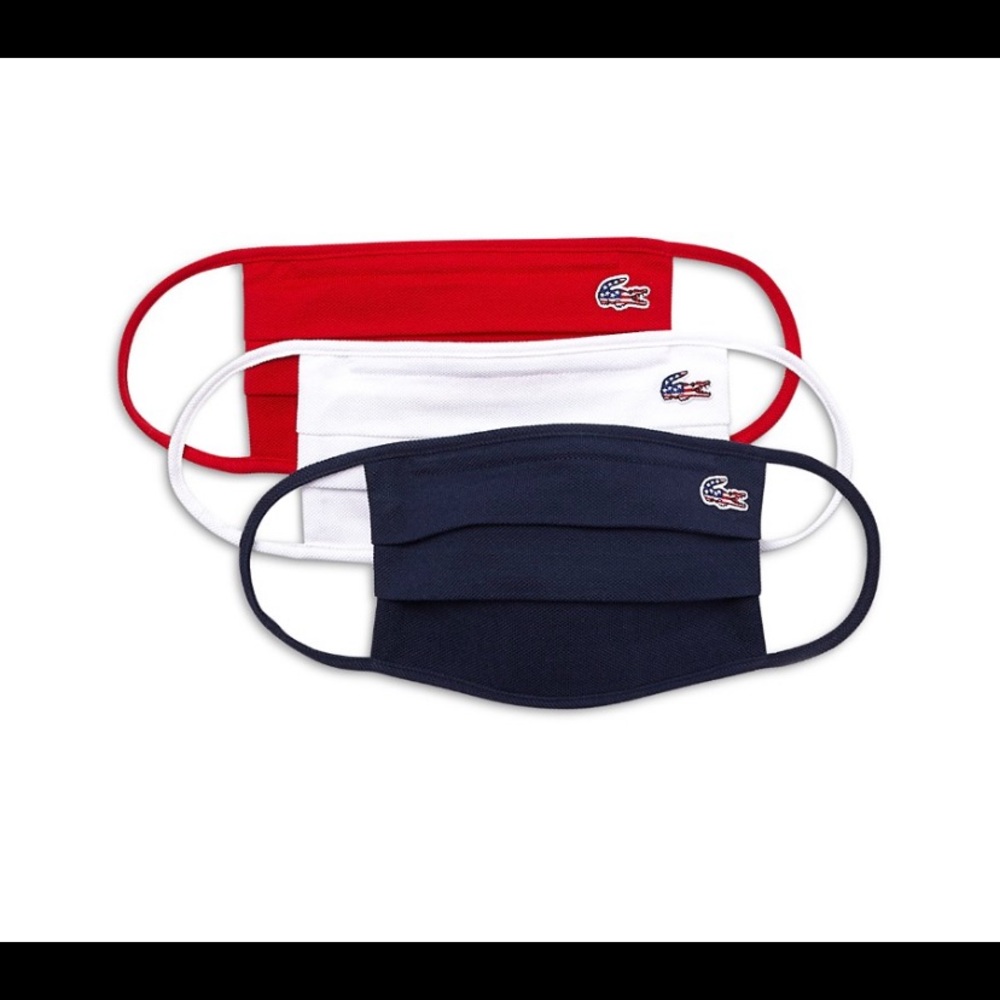 Lacoste Face Mask 😷 Red, White and Blue! Set of 3